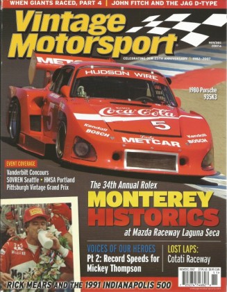 VINTAGE MOTORSPORT 2007 NOV - PORSCHE 935K3, FITCH’s JAG XKD507, COTATI RACEWAY